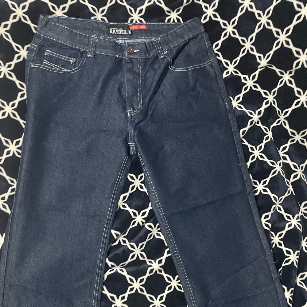 Kayden K Men's Classic Navy Straight Jeans